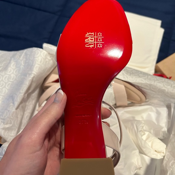 Brand New Christian Louboutin Miss Sabina 55 Patent Leather Sandals 37.5 Leche - Picture 3 of 9